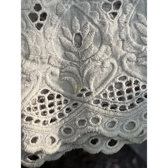 FREE PEOPLE Wool Eyelet Lace Ruffle Button Cardigan Womens S? Beige Boho Cottage - Picture 5 of 8